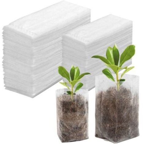100pcs Sacs de Plantes, Sac de Culture de Semis, Sac Biodegradable Non-tissé, Sacs de Pépinière, Sac de Plante en Tissu Dégradable pour Semis et Plantes (15ⅹ23cm+20ⅹ28cm) (1/4)