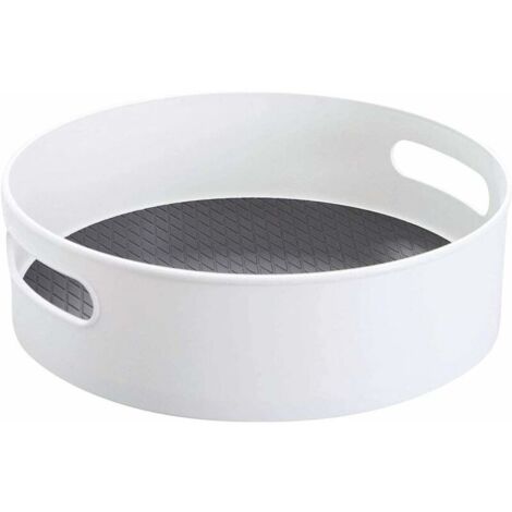 Plateau Tournant Epices Φ30cm Rangement Placard Cuisine Plastique Lazy Susan, Etagere a Epices Porte Epice Rangement Epices Blanc (1/4)