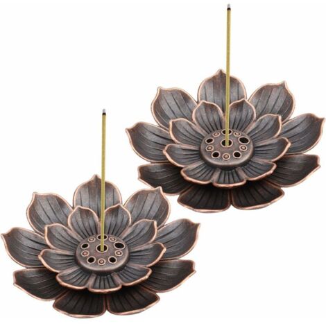 Porte-encens en laiton 2 pièces, porte-encens Lotus, porte-encens, brûleur d'encens, brûleur d'encens, porte-encens 6 trous sans bâtons d'encens (1/4)
