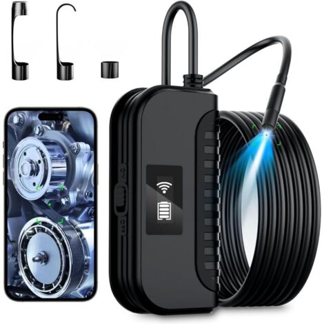 Caméra d'inspection 10m HD 1080P WiFi – Étanche IP67 – 8mm avec 4 lumières LED – Autonomie 4h pour inspection tuyaux et murs (1/4)