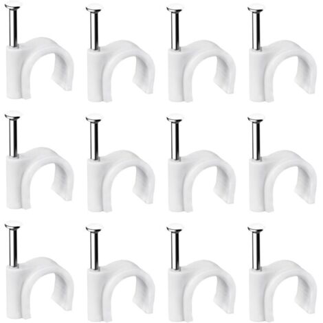 Lot de 400 clips muraux en acier pour câbles - Différentes spécifications - Solides - Durables - Blancs - Rondes - 400 de 6 mm - Gestion des câbles (1/4)