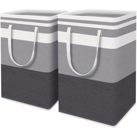 Lot de 2 Grand panier à linge pliable avec poignées faciles à transporter, Poignées étanches et prolongées pour ranger et transporter le linge sale. (1/4)