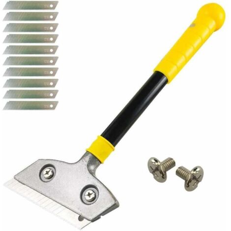 Grattoir pour Plaque avec 10 Lames Métalliques, Heavy Duty Scraper, Universel Grattoirs pour Vitre, Vitrocéramique, Plaque à Induction, Voiture, Miroir, Autocollant, Nettoyage (avec vis) (1/4)