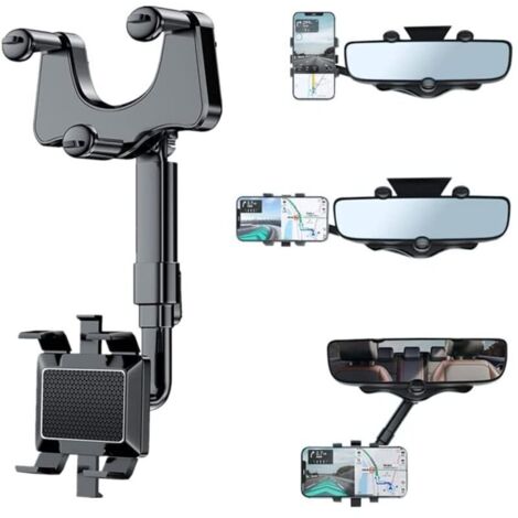 Porte-Supports Supports de Miroir rétroviseur pour Voiture pour téléphone Portable, Adapté pour Smartphone de 3 à 7 Pouces (1/4)