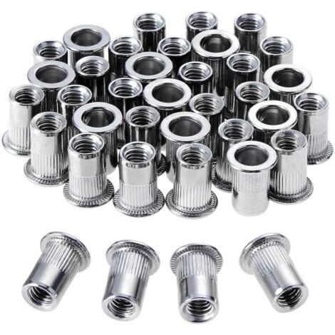 Écrous à rivets M6 en acier inoxydable, 100 pièces, écrous à filetage plat
