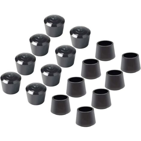 Lot de 16 embouts de protection pour chaises – Caoutchouc noir – Diamètre intérieur 22 mm – Réduction du bruit et protection des sols