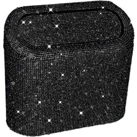 Poubelle incrustée de diamants montée sur voiture, seau de rangement pour voiture, sac de rangement pour voiture suspendu, mini poubelle créative incrustée de diamants avec couvercle (1/4)