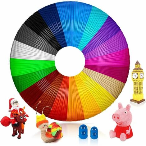 Filament Pla 3D, recharge 3D 1,75 mm, filament 3D 5M 20 couleurs chacun, adapté aux enfants et aux adultes, filament accessoire de stylo 3D pour stylo d'imprimante 3D