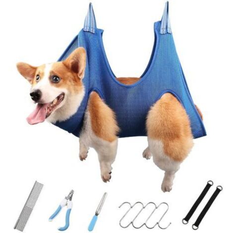 Hamac Toilettage pour Chien de Taille Moyenne - Taille L - Harnais Suspendu pour Couper Les Griffes - Accessoires de Douche et Bain(L) (1/4)
