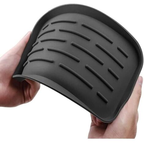 Tapis d'égouttement en Silicone - Organiseur d'évier pour éponges, brosses, Savon, Tapis Sec pour Verres à vin, Support antidérapant pour éponge/évier ( Noir ) (1/4)