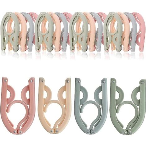 Lot de 12 cintres de voyage portables pliables en plastique, peu encombrants, avec antidérapants, accessoires de voyage multifonctions pour la maison, l'hôtel, les voyages, le camping (1/4)