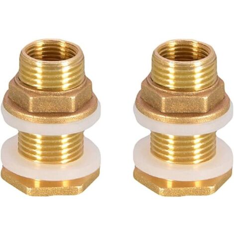 Raccord de tuyau d'eau pour réservoir d'eau en laiton 1/2 2 pièces Prise de réservoir d'eau en laiton 4,2 cm Connecteur d'eau en laiton de 1/2 pouce pour robinet de baril de pluie Réservoir de pluie (1/4)