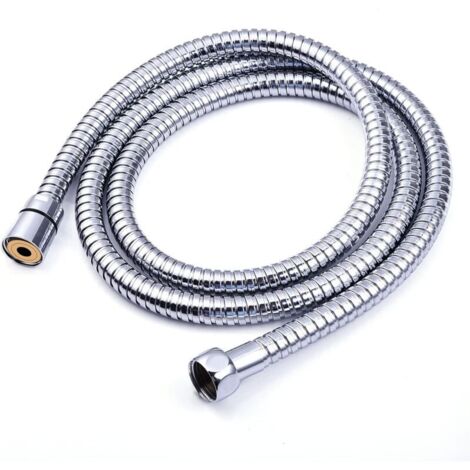 Tuyau Douche 1.5m,Premium Tuyau de Douche avec Double Protection de Torsion,Flexible et Résistant aux Plis Tuyau de Douche en Acier Inoxydable avec Chrome,Universel Taille de Connexion(Silver) (1/4)