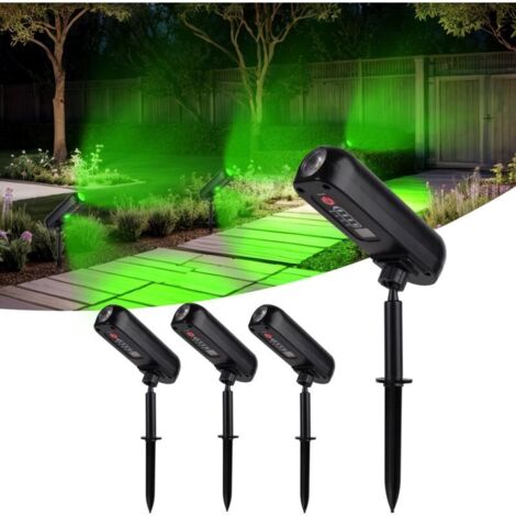 Lot de 4 Spot Solaire Vert Lampe Solaire Exterieur Etanche IP65 Projecteur Solaire Exterieur 2 Modes Eclairage Exterieur Solaire Luminaire Exterieur Solaire pour Jardin Allée Chemin Cour (1/4)