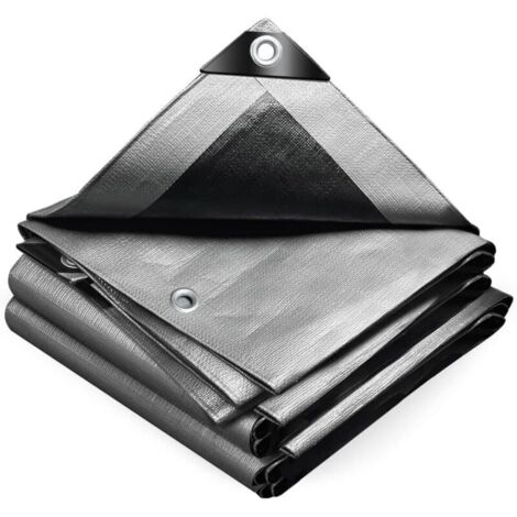 Bâche de Protection en Polyéthylène resistant et impermeable 160g/m² gris et noir 3x4m (1/4)
