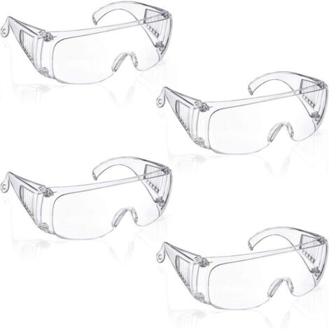 Xinlon 4 Paires Lunette Protection, Lunettes de Sécurité Transparentes, Lunettes de Protection la Sécurité en Laboratoire, Lunettes de Sécurité- (1/4)