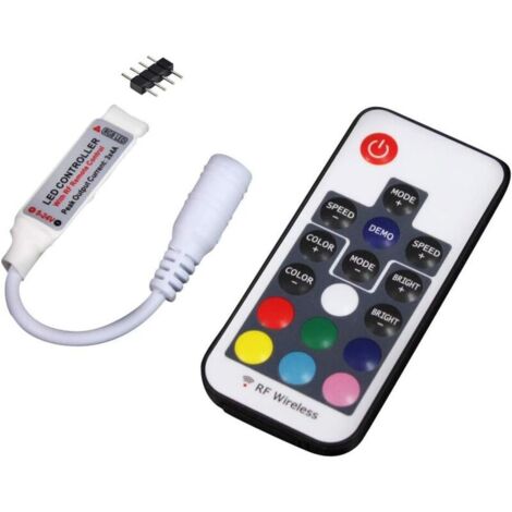 UltraBright Télécommande RF 17 touches Télécommande sans fil, 5V / 12V / 24V 12A mini contrôleur pour bande LED RGB