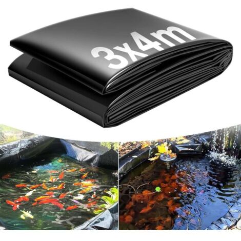 3x4m Bache Bassin, Bâche Bassin Extérieur 0.2mm Epaisseur, Liner Bassin Jardin pour Bassins D'agrément, Bassin a Poisson, Cascade