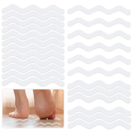 24 Pièces Autocollants de Douche Auto-Adhésifs, Tapis Antidérapant Douche Transparents, Surfaces Glissantes, Bande Autocollants Antidérapants pour Baignoire, Escaliers, Salle de Bain (1/4)