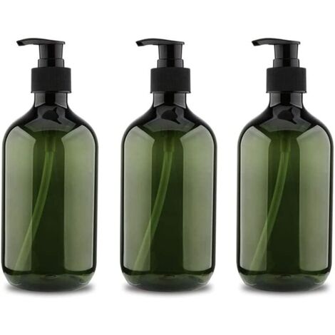 Lot de 3 flacons pompe 500ml – Distributeurs de savon rechargeables – Conception étanche – Pompe anti-goutte – Plastique PET durable - 5ooml
