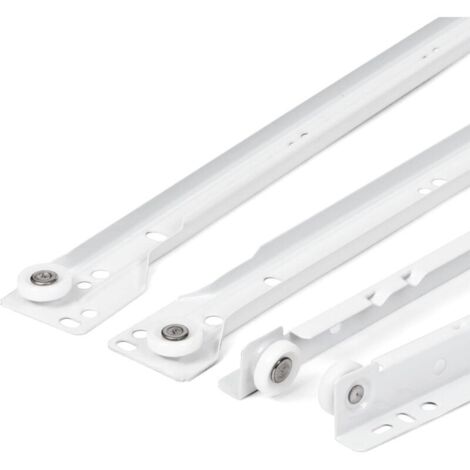 Coulisse pour tiroir 400 mm – Lot de 2 – Système à sortie partielle – Charge max 20 kg – Assemblage facile – Rails en acier blanc (1/4)