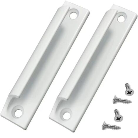 Poignée en alliage d'aluminium 2 pièces Poignée de porte coulissante Poignée de porte de balcon Poignée de tiroir d'armoire Pour fenêtres, quincaillerie de meubles avec vis(Blanc)