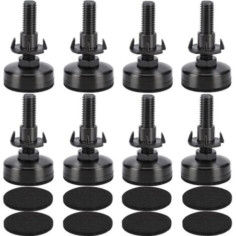 Lot de 8 pieds réglables en nylon pour meubles – Charge max 300 kg – Vis de réglage pour sols en bois, carrelage, moquette (1/4)