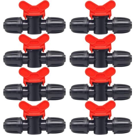 10 Pièces Vanne Commutation d'Irrigation, Irrigation Pipe Valve Switch, Robinet Jardin en Plastique PE, Robinet Barbelé Double Mâle, pour L'irrigation des Pelouses de Jardin, pour 16mm Tuyau (1/4)