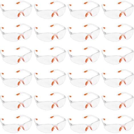 Lot de 24 Lunettes de Sécurité Transparentes - Lunettes de Protection avec Verres en Plastique, Pont-de-Nez et Embouts de Branches en Caoutchouc pour Plus de Confort - Lunette Transparente PPE (1/4)