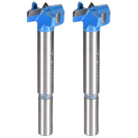 Bois Pour Défonceuse Alésoir Forage Mèche 21mm Dia. Carbure Alliage pointse Acier Rond Jarret Coupe pour Menuiserie Bleu 2Pcs (1/4)