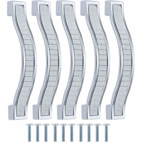 Lot de 10 poignées de tiroir alliage strass cristal pour commode armoire de cuisine placard, Silver, 96MM-10PCS (1/4)
