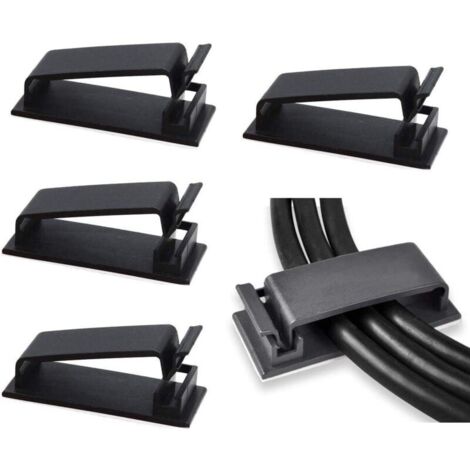Câble Management, 50PCS Clips de Câble Adhésifs pour Organiseur de Fils Electriques pour Câbles Ethernet et Système de Gestion de Câbles pour TV, PC, ordinateur portable, Bureau (1/4)