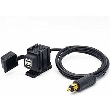 DIN Hella Adaptateur d'alimentation de prise de chargeur USB double moto 2.1A avec câble de 1.8m pour téléphone / iPhone / GPS SatNav (1/4)
