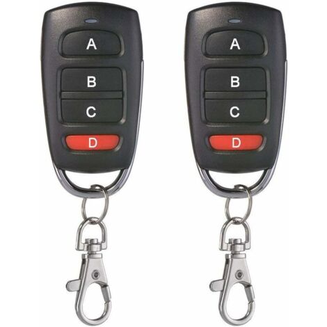 Lot de 2 Universel Porte De Garage Clonage Clé Fob Télécommande 433 MHz 4 bouton Cloner pour Porte de Garage Porte Électrique etc (1/4)