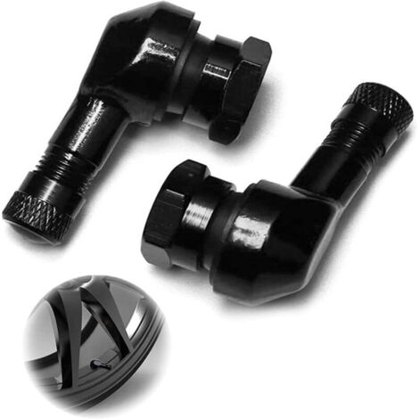 Valve de Pneu à 90 degrés Valves de Pneu Roues Universelles en Aluminium Pneu d'extension de Valve Extension de Tige de Pneu Adaptateur pour Vélo Moto Véhicule Automobile Universelle Noir 2 Pièces(11. (1/4)