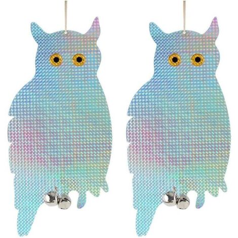 Répulsif Pigeon, 2 PCS Faux Hibou Réfléchissant Oiseau Effaroucheur Répulsif Dispositif, Hanging Oiseau Hibou Holographique Réfléchissant Dissuasif Effrayant Oiseau Répulsif Dispositif (1/4)