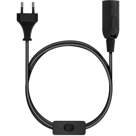 Douille E27 avec fil - Support de lampe pour ampoule avec cordon alimentation prise électrique et interrupteur - Câble 1.8m (1/4)