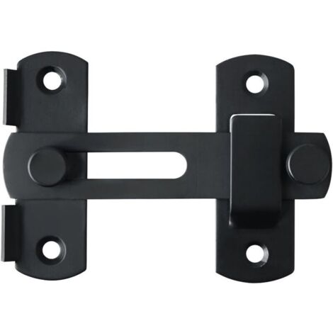 Verrou de Porte Coulissante Serrure de Porte Loquet à Bascule Boulon de Verrouillage de Boucle avec Vis pour Porte, Fenêtre, Placard et Jardin, Finition Noir Mat en Acier Inoxydable, EMS9001-B (1/4)