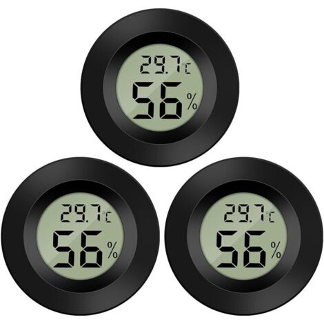 3-Pack Hygromètre Thermomètre Numérique LCD Moniteur Humidimètre Jauge pour Humidificateurs Déshumidificateurs Serre Sous-Sol Babyroom (1/4)
