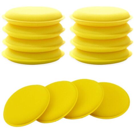 Éponge de polissage de voiture, tampons d'applicateur de cire de voiture 12 pièces Tampons de polissage en microfibre pour le verre automatique de véhicule de voiture propre (jaune) (1/4)