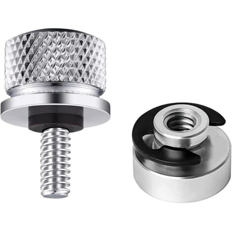 Jeu d'écrous de Boulons de Fixation de Siège de Moto 1 jeu siège Montage Boulon selle de moto en aluminium avec filetage pour Harley Davidson(argent) (1/4)