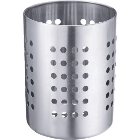 Egouttoir à Couverts/Porte-Ustensiles, Rond, Diamètre: 10 cm, Hauteur: 13 cm, Acier Inoxydable, Argent (1/4)