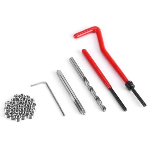 30 pièces M5/M6/M8 Kit d'insertion de réparation de filetage ensemble d'outils à main compatibles pour la réparation de moteur et autres automobiles[M8] (1/4)