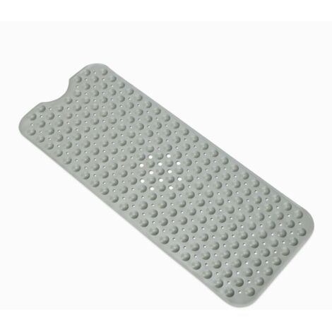 Basics Tapis de bain antidérapant avec ventouses pour baignoire et douche, 40" x 16", gris (1/4)
