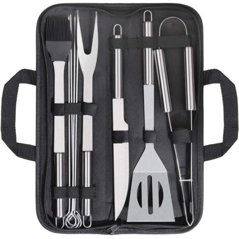 Ustensiles Barbecue, 9 Pièces Kit Barbecue Acier Inoxydable, Kit Barbecue Outil de Barbecue en Acier Inoxydable Ustensiles de Barbecue pour Grillades, Acier Inoxydable Outil de Barbecue
