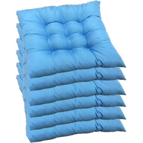 Lot de 6 coussins de chaise carrs 40 x 40 cm, matelasss, confortables et colors, pour intrieur et extrieur (bleu) (1/4)