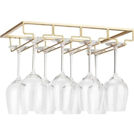 Support de verre à vin suspendu sous armoire – Métal doré – Capacité 6 à 9 verres – Facile à installer – Design moderne