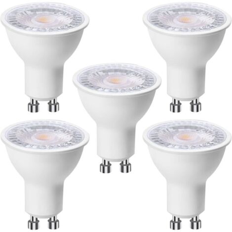 Lot de 5 Ampoules LED GU10 6W (équivalent à 60 W), Blanc Froid 6000K 500 lumens, Ampoule led gu10 120° Larges Faisceaux, Spot Encastré sans Scintillements, Dimmable [Classe énergétique F] (1/4)