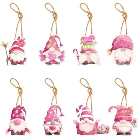 Lot de 8 petits pendentifs roses pour sapin de Noël, décoration d'intérieur, cadeau pour ami, unisexe (Père Noël) (1/4)