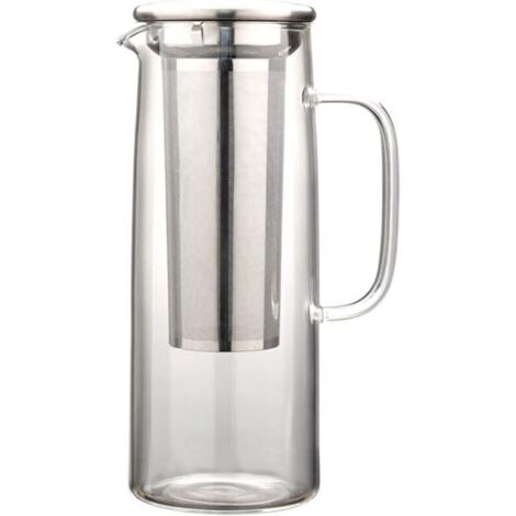 Pichet à eau en verre 1200ML – Filtre en acier inoxydable 304 – Infusion froide – Résistant aux températures de -50 à 150°C (1/4)